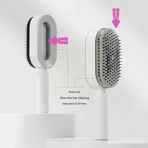 Self cleaning hair brush