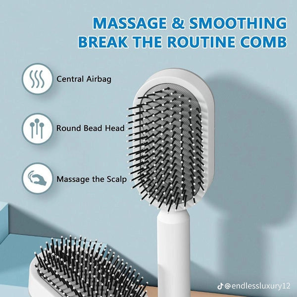 Self cleaning hair brush